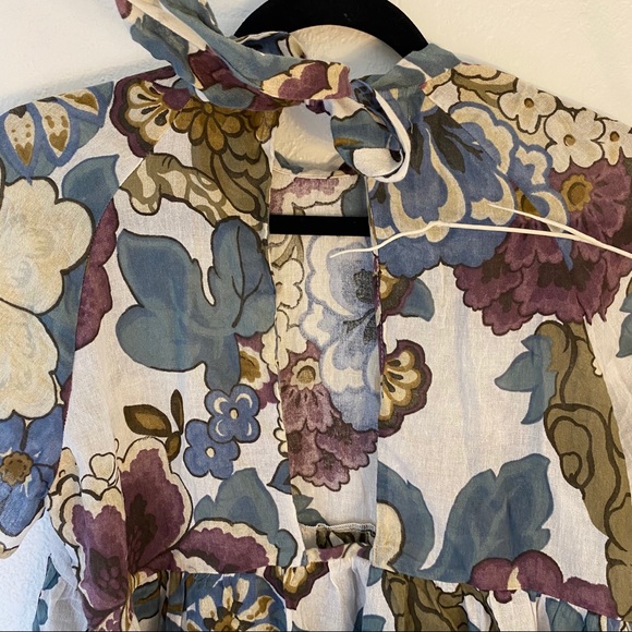 ZARA Flowy Floral High Neck Top - Picture 8 of 9